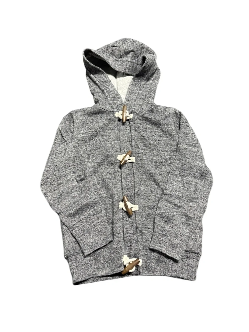 Baby Gap Hooded Toggle Sweater Jacket 5T Gray Knit Cozy Fall Winter